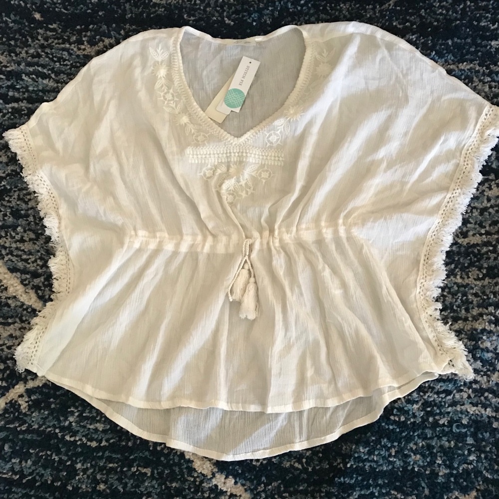 Off White Tie Waist Top